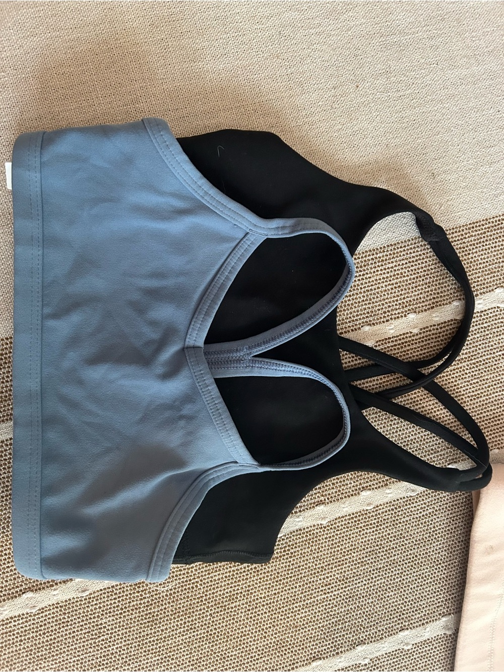 Athleta Two-Pack Racerback Sports Bras — Slate Blue & Black, XS/6 NWOT
